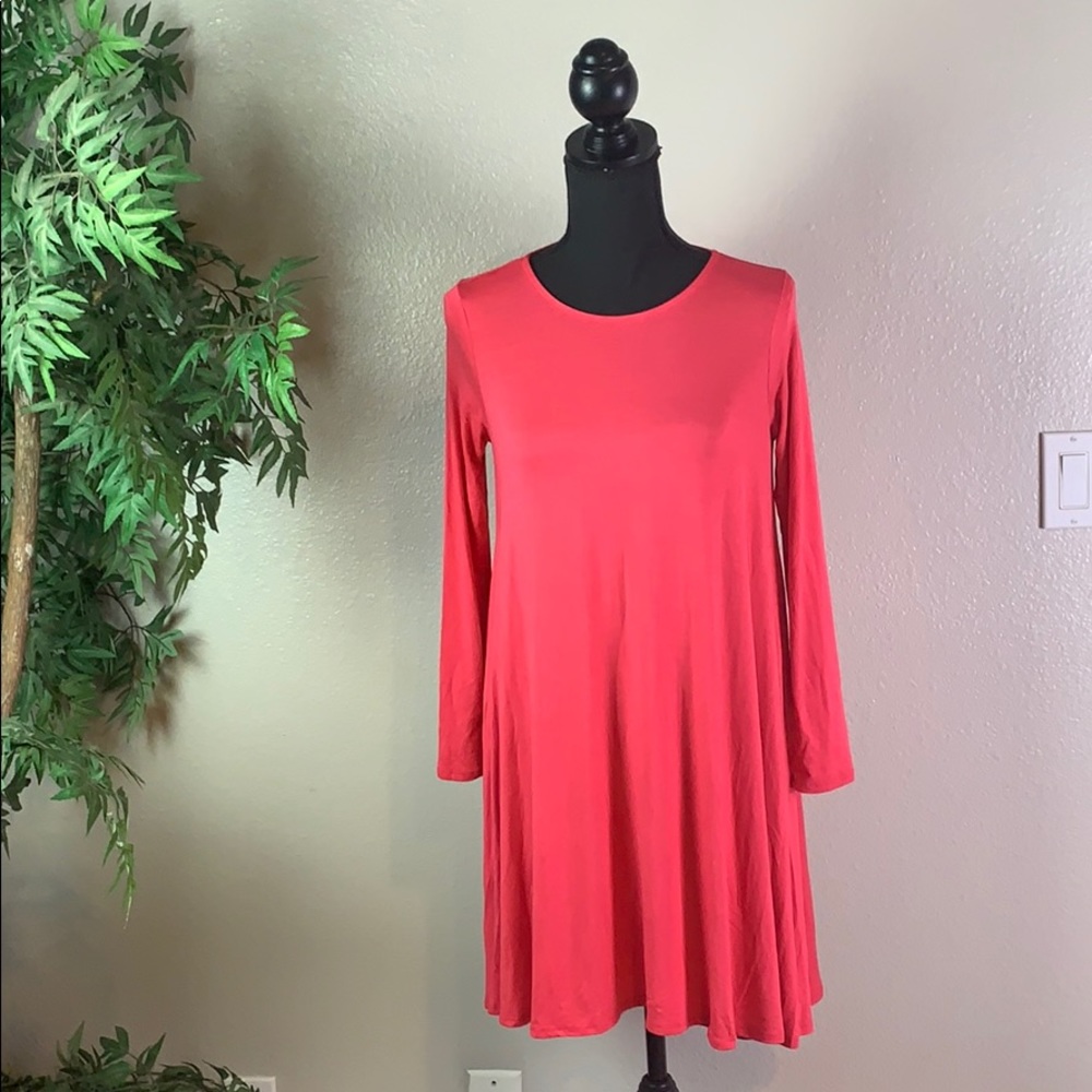 Pink Women's Long Sleeve T-Shirt Dress Small